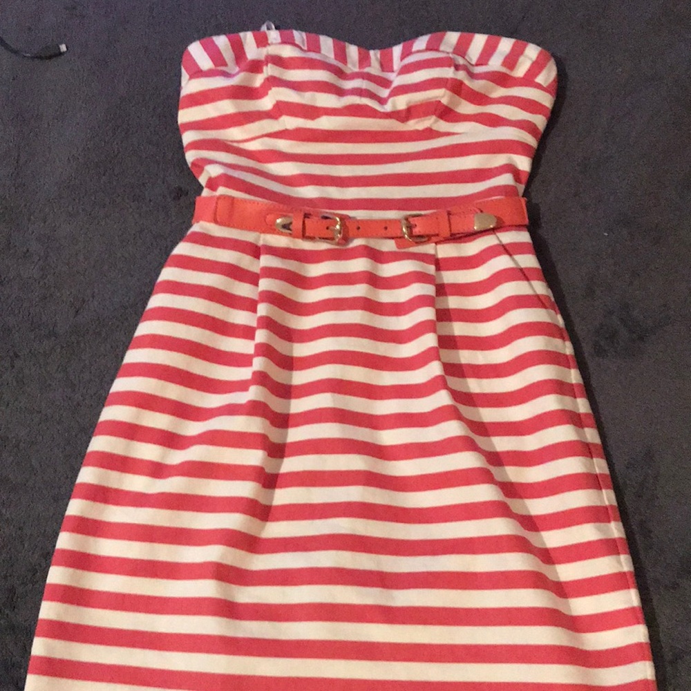 Pink & white striped dress